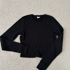 Black TNA waffle Long Sleeve Top